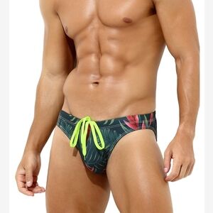 Men's Tropical Print Swim Briefs‎ Size Small Swimwesr Swimsuit